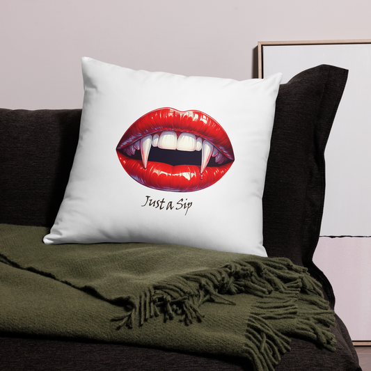 "Just a Sip" Vampire Lips Throw Pillow